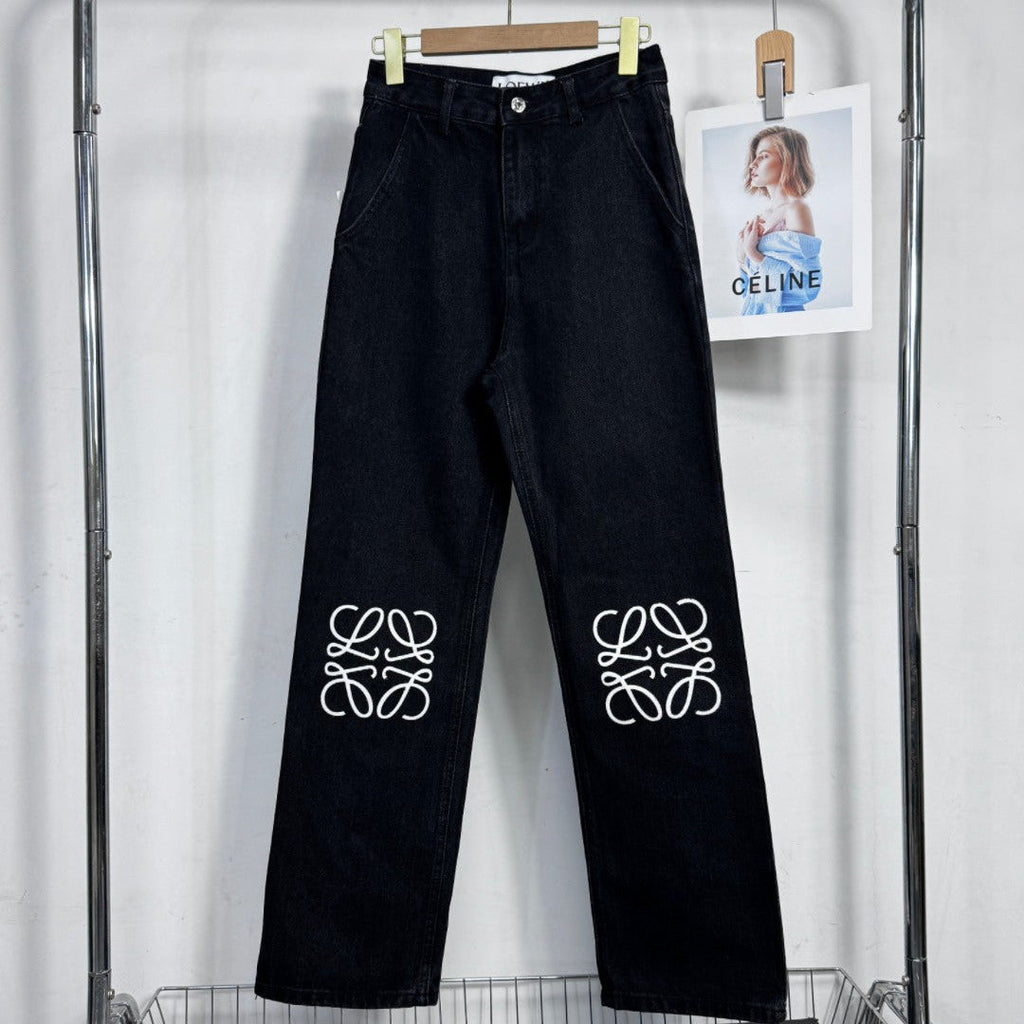 Wide-Leg Black Jeans